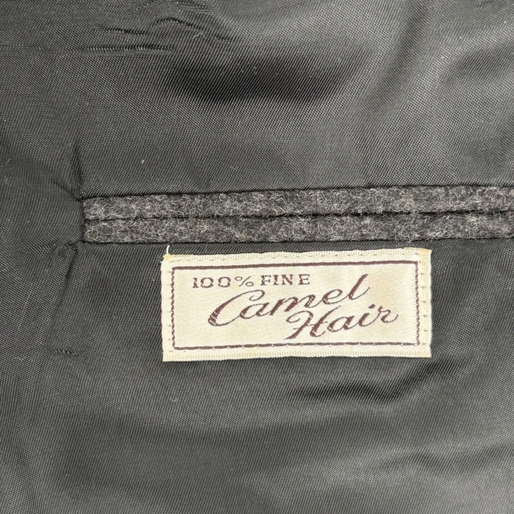 Botany 500 Blazer Mens Large Charcoal Gray 100% Camel Hair 2 Button Vintage USA